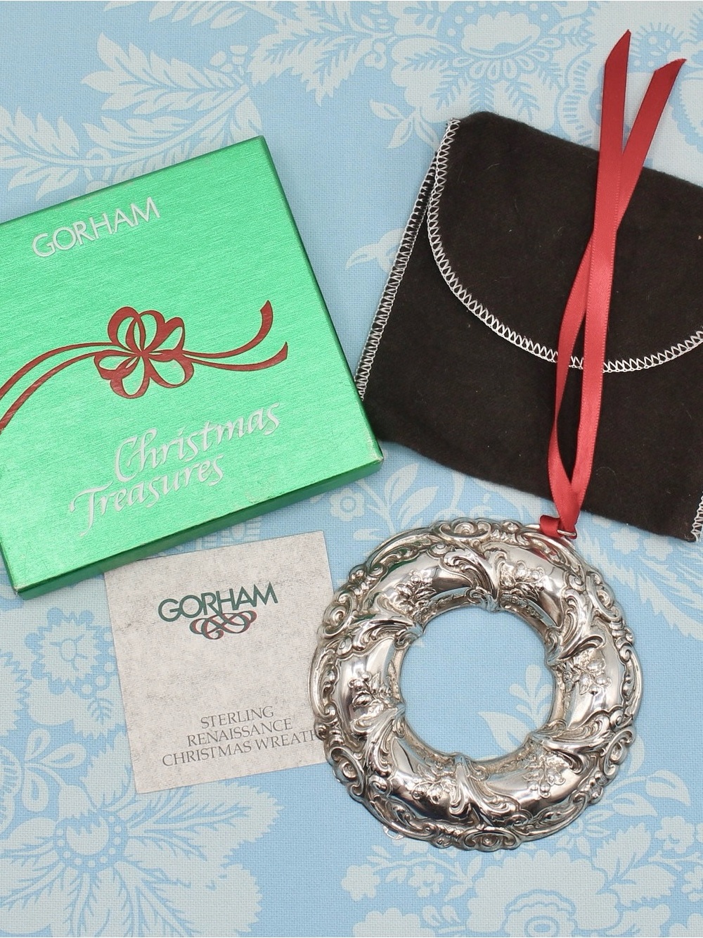 Gorham 1989 Sterling Holiday Wreath, Gorham Archive Collection Sterling Ornament